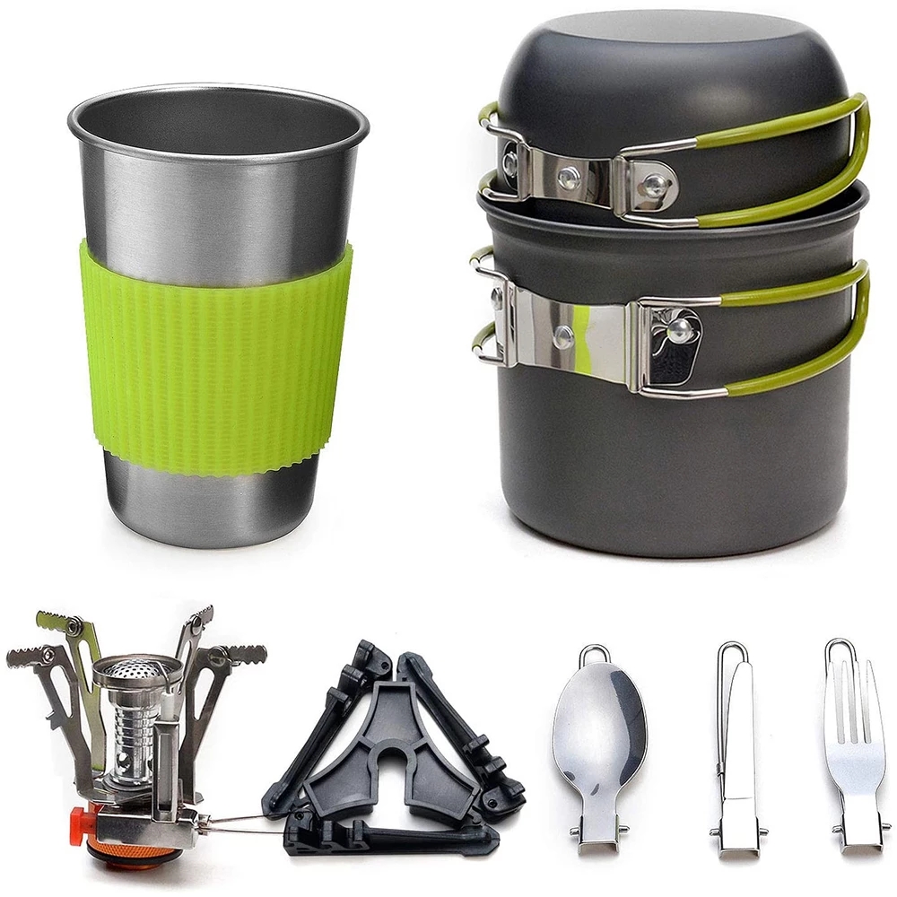 Camping Cooking Organizer - Camping-Kochgeschirr-Set mit Herd, Outdoor-Kochset, Outdoor-Topf, Reisen,